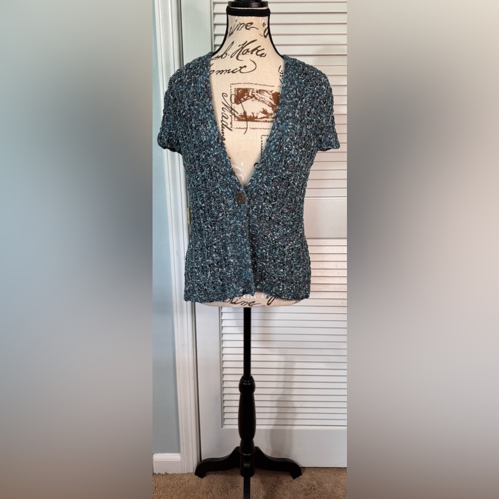 Jones New York Blue and Black Cardigan Sweater